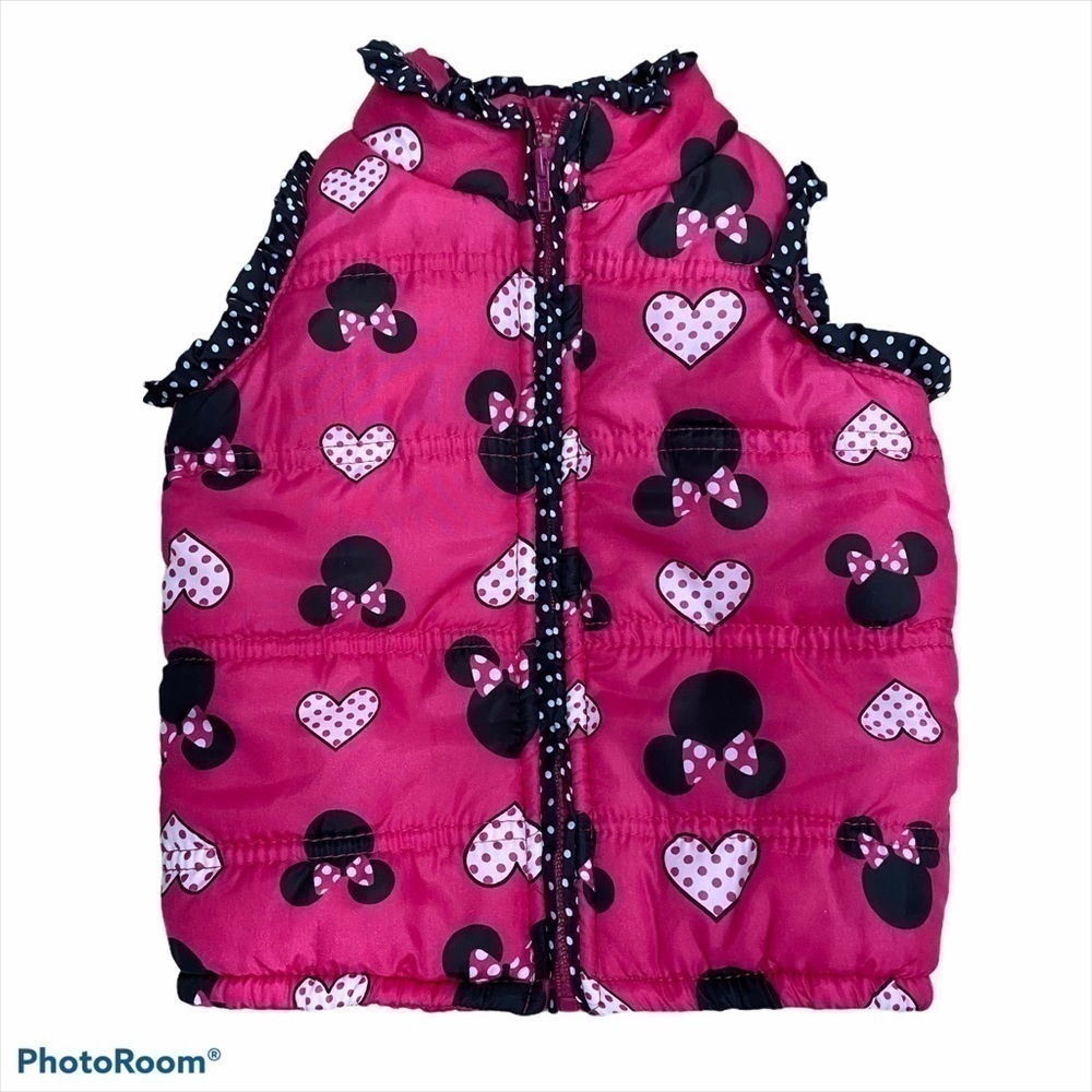 Disney Pink Puffer Vest 2T 3T Girls Minnie Mouse